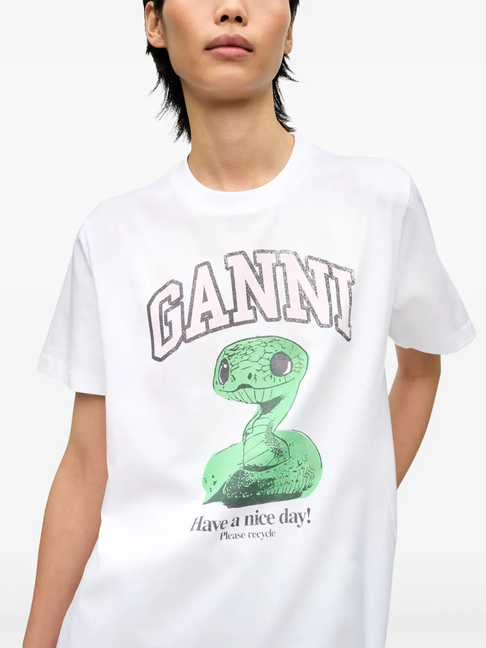 GANNI T-shirt met logoprint Wit