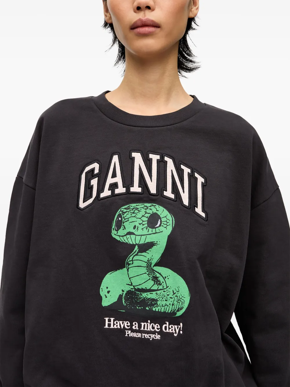 GANNI Sweater met logoprint Zwart