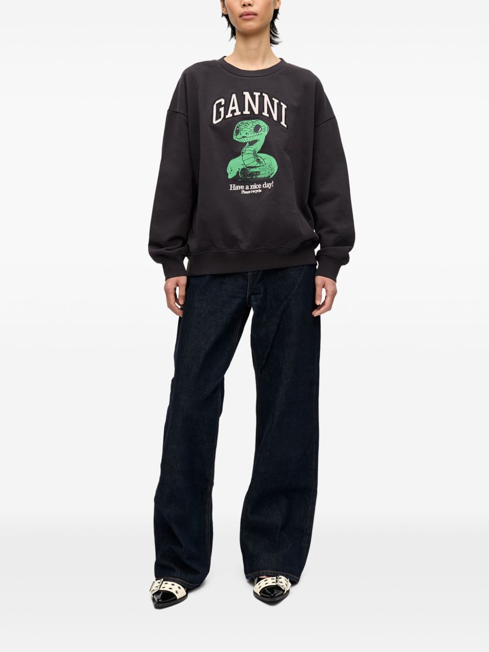 GANNI logo-print sweatshirt - Black