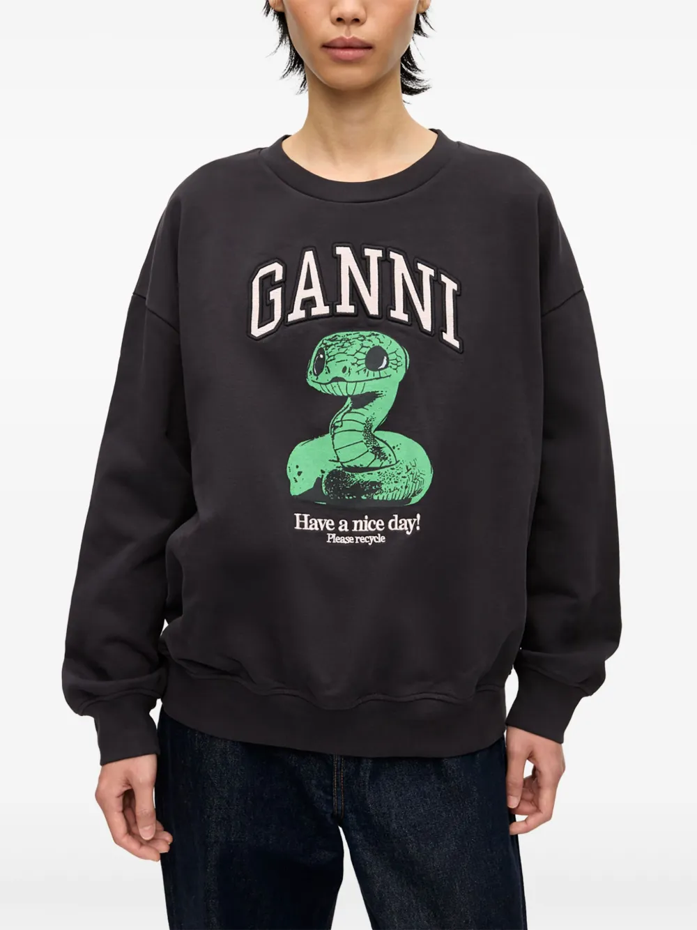 GANNI Sweater met logoprint Zwart