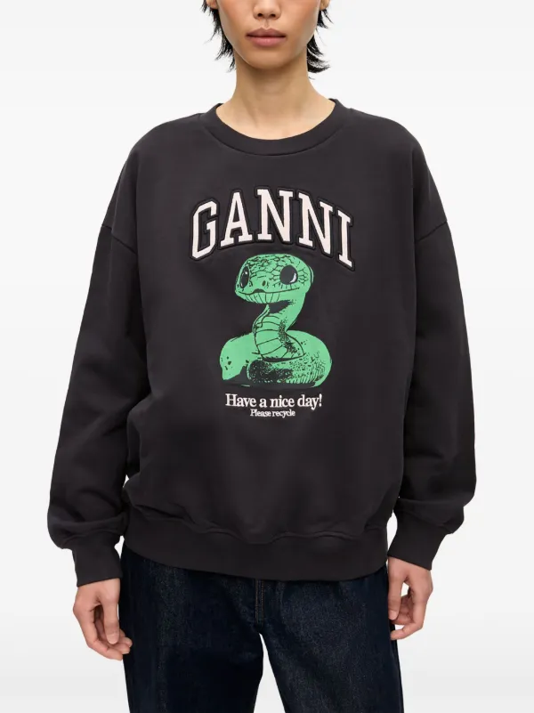 GANNI logo-print Sweatshirt | Black | FARFETCH