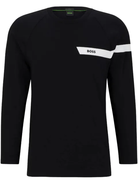 BOSS sudadera con detalle de rayas y logo estampado