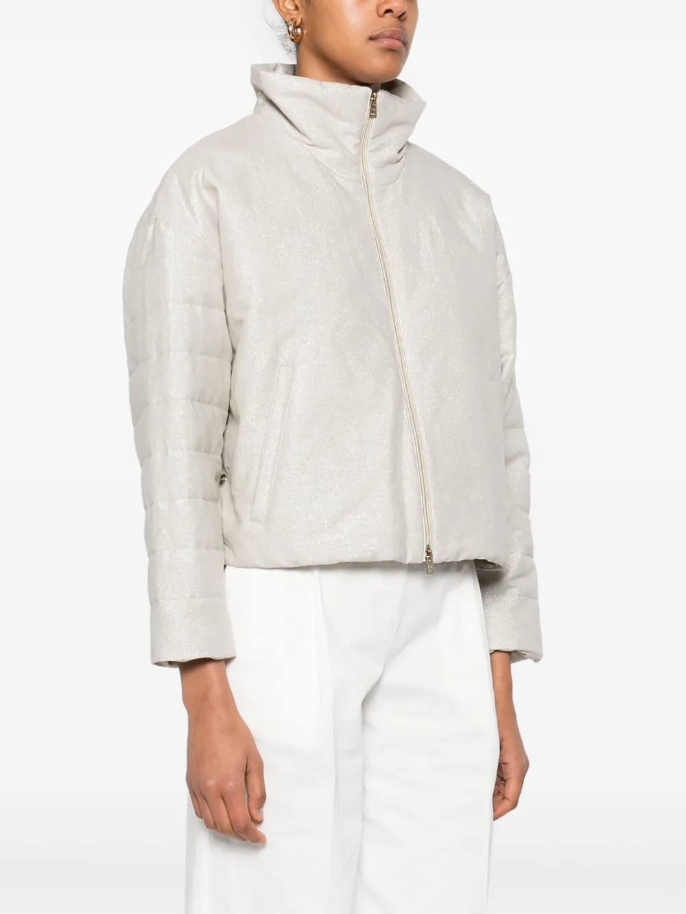 Herno Cropped Jacket In Neutrals