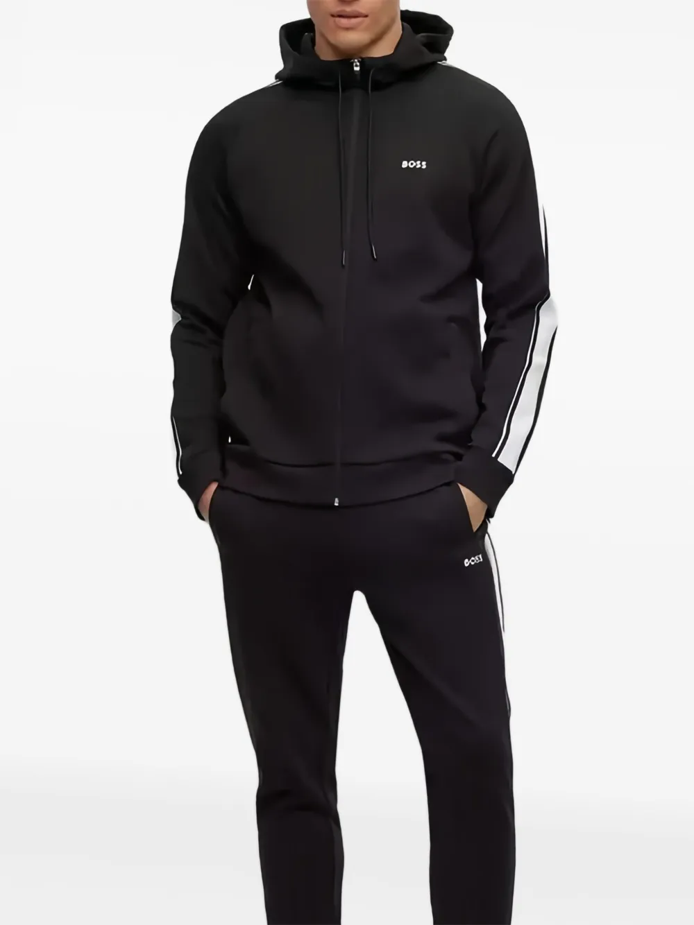 HUGO stripe-detail tracksuit - Zwart