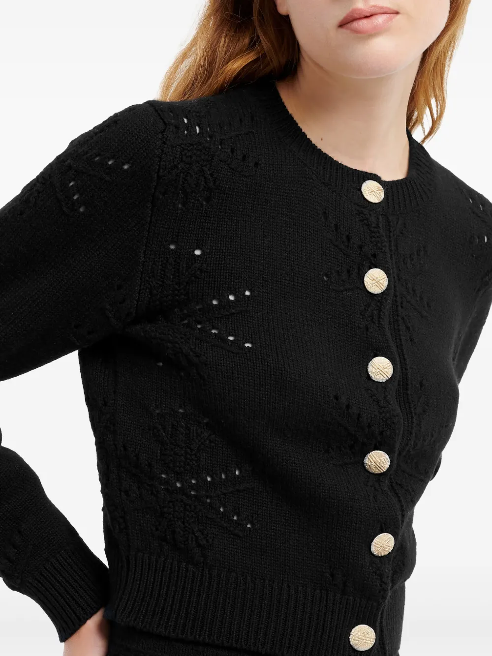 Pointelle-Motif Cardigan