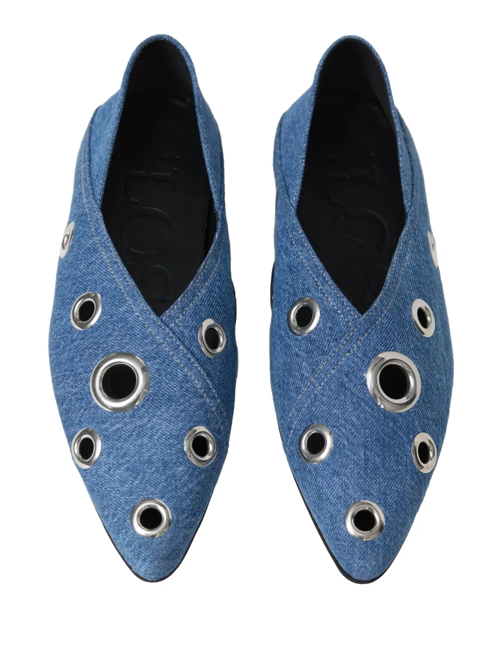 Closed studded ballerina shoes Blue