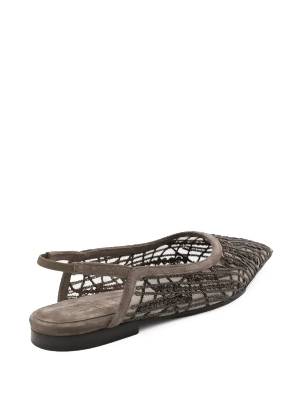 Brunello Cucinelli ビーズ フラットシューズ | ブラウン