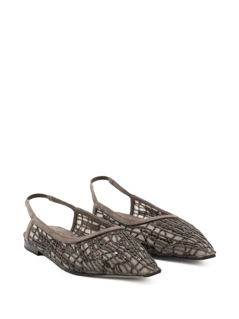 Brunello Cucinelli beaded ballerina pumps Brown