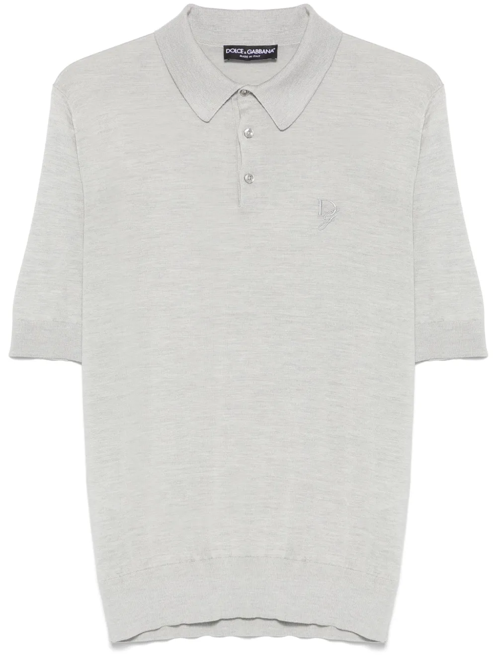 Dolce & Gabbana logo-embroidered silk polo shirt | Grey | Image 1