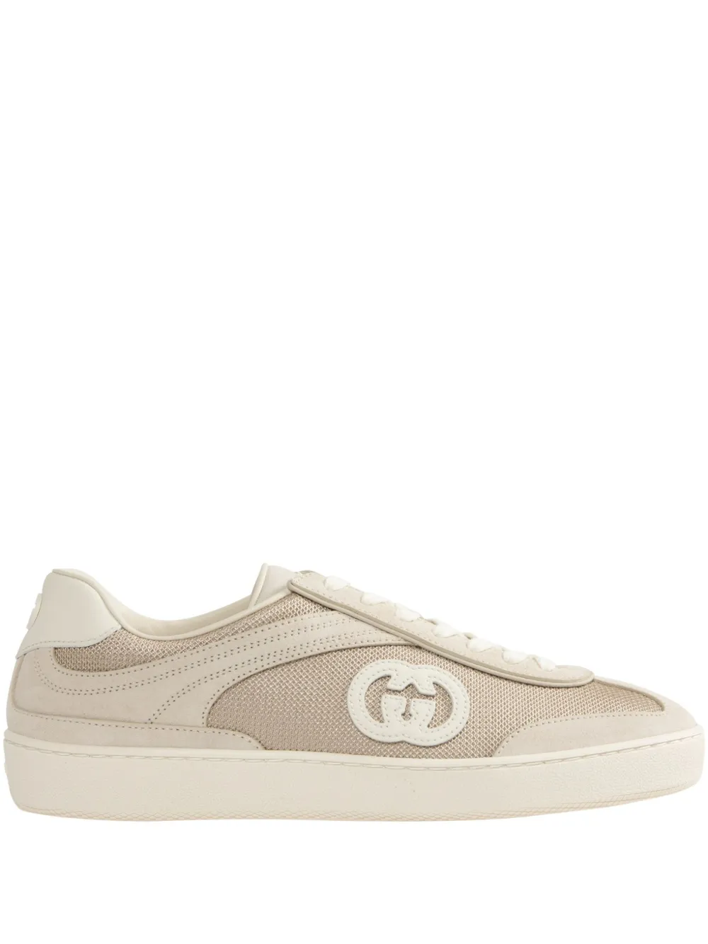 Gucci G74 Tonal Mixed-media Sneakers In Neutrals