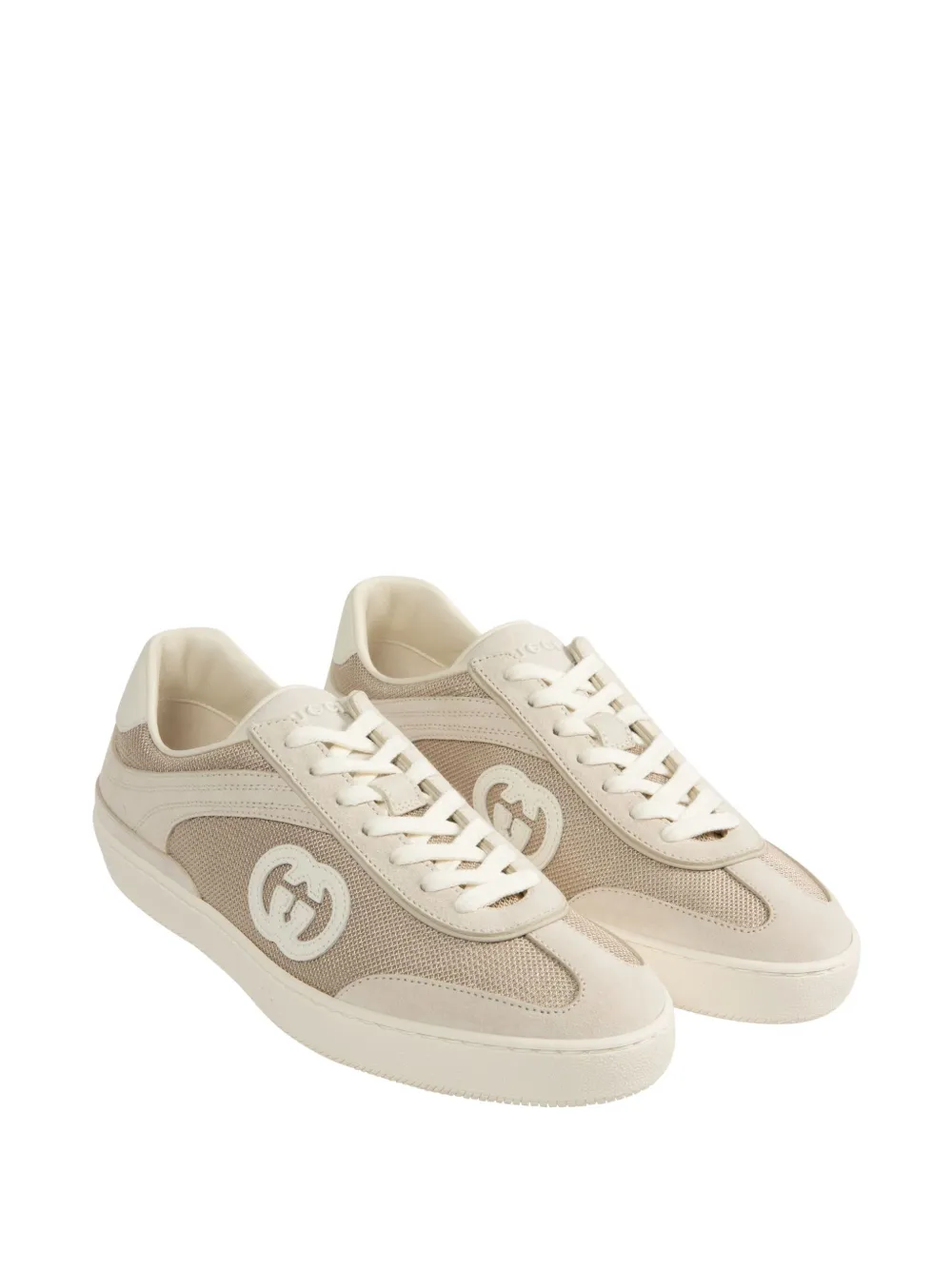 Gucci G74 Tonal Mixed-media Sneakers In Neutrals