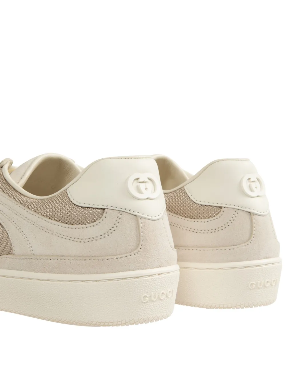 Gucci G74 Tonal Mixed-media Sneakers In Neutrals