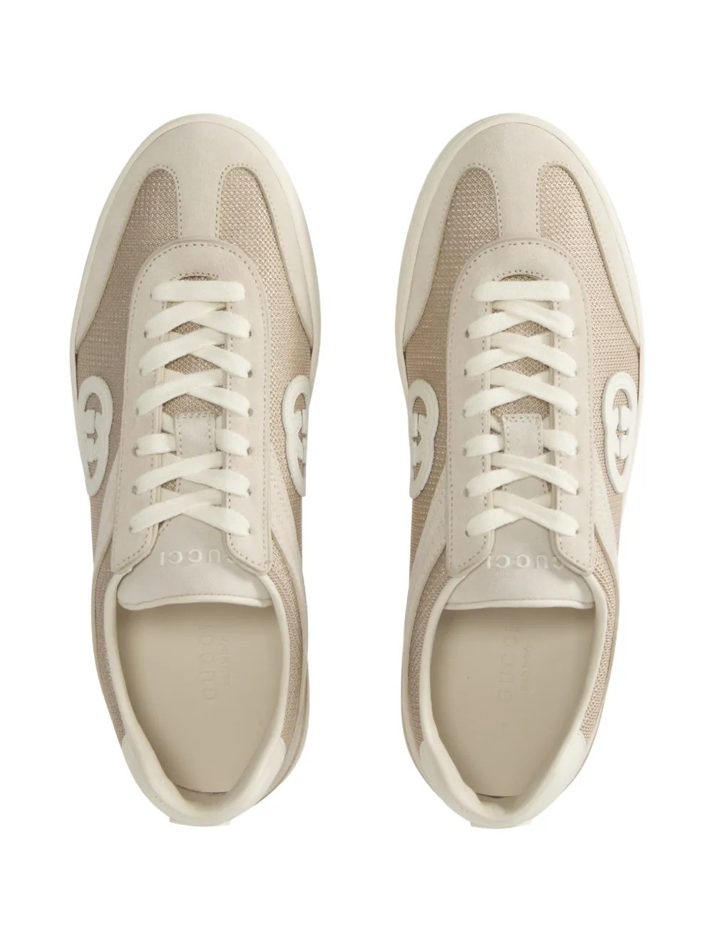 Gucci G74 Tonal Mixed-media Sneakers In Neutrals