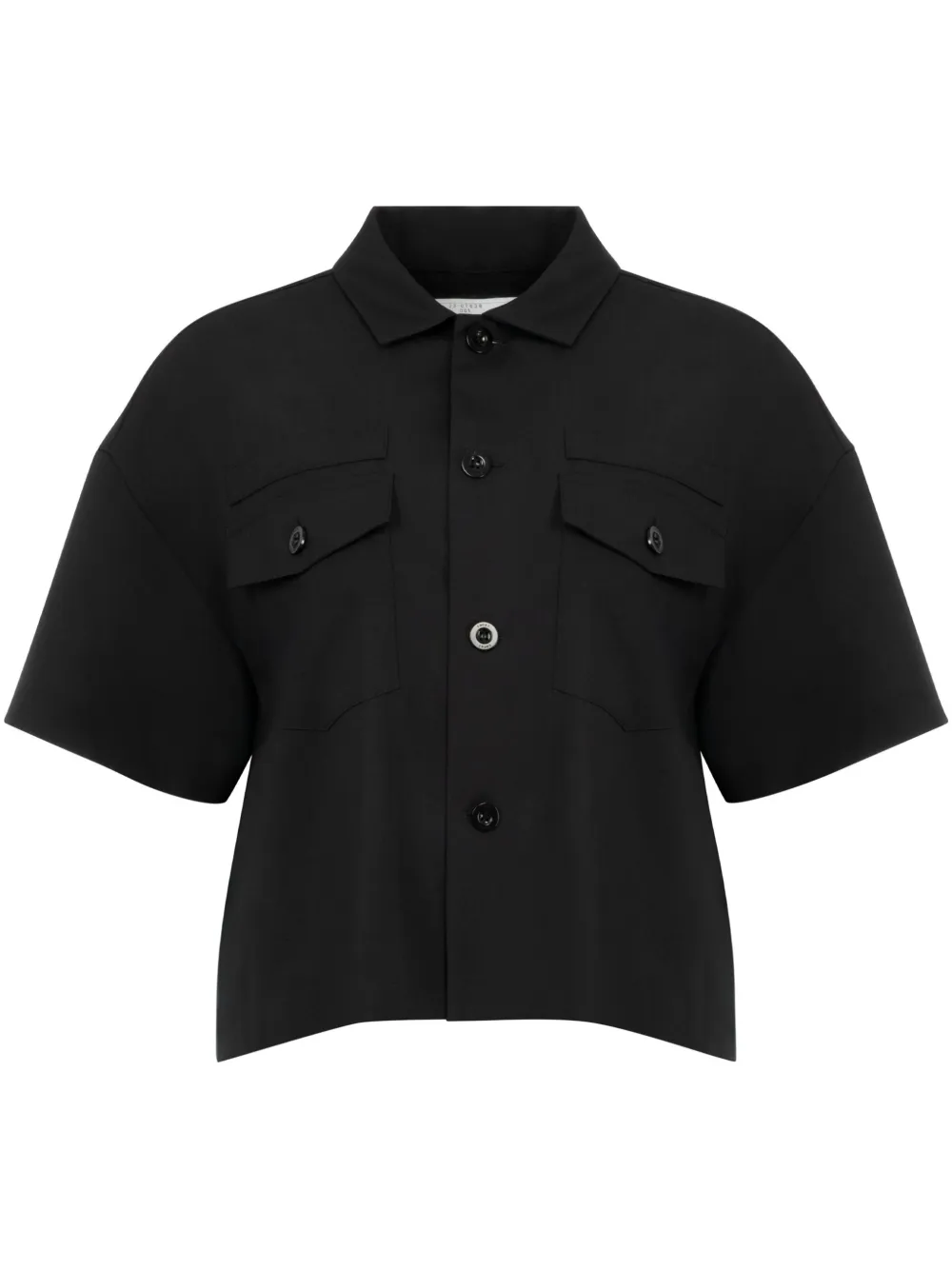 Sacai Cropped Utility Shirt | Black | FARFETCH GE
