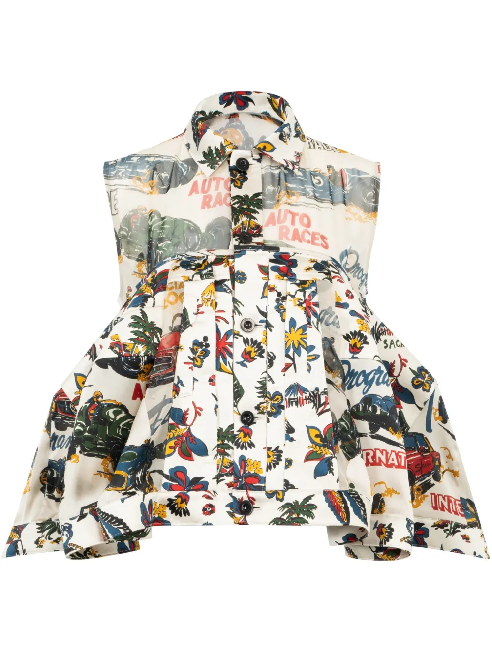 sacai graphic-print peplum top | White | Image 1