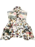 sacai graphic-print peplum top - White