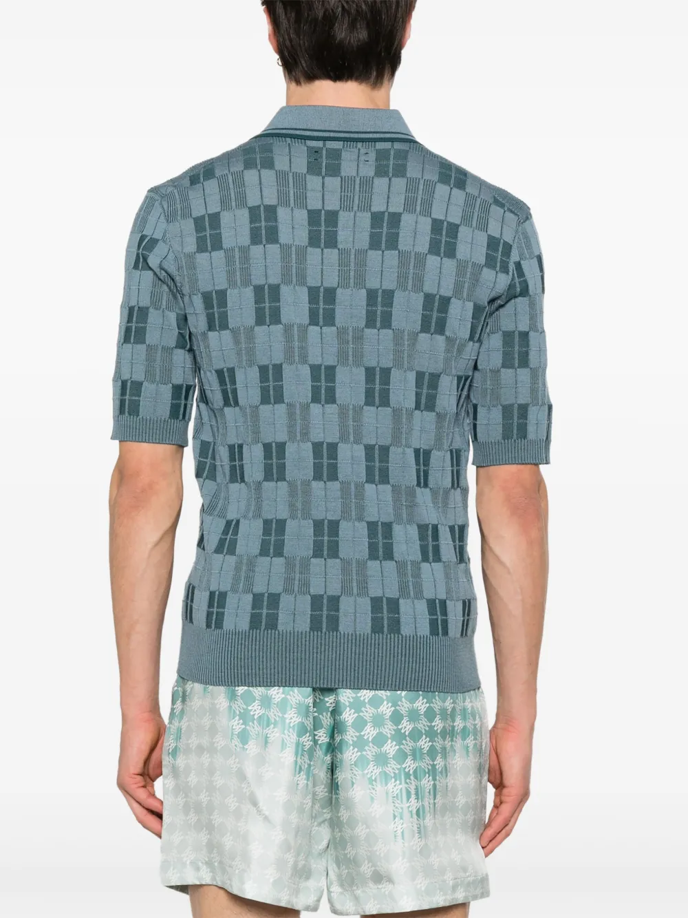 AMIRI Geruit poloshirt Blauw