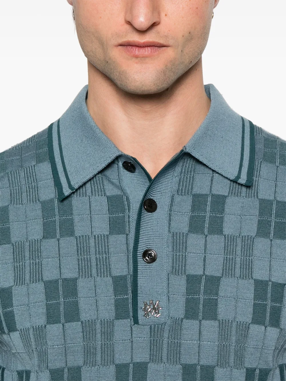 AMIRI Geruit poloshirt Blauw