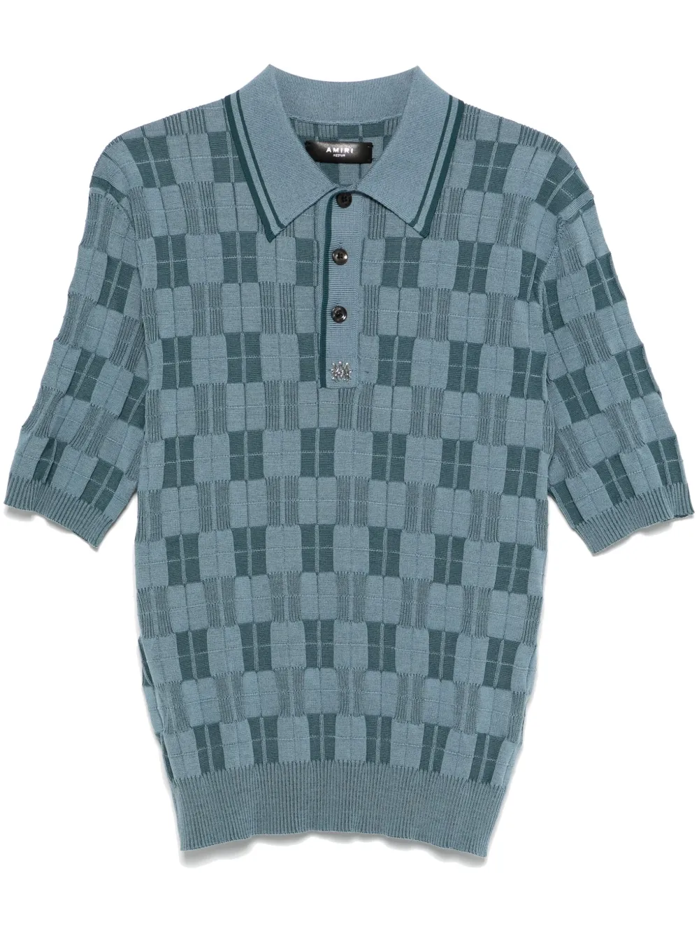 AMIRI Geruit poloshirt Blauw