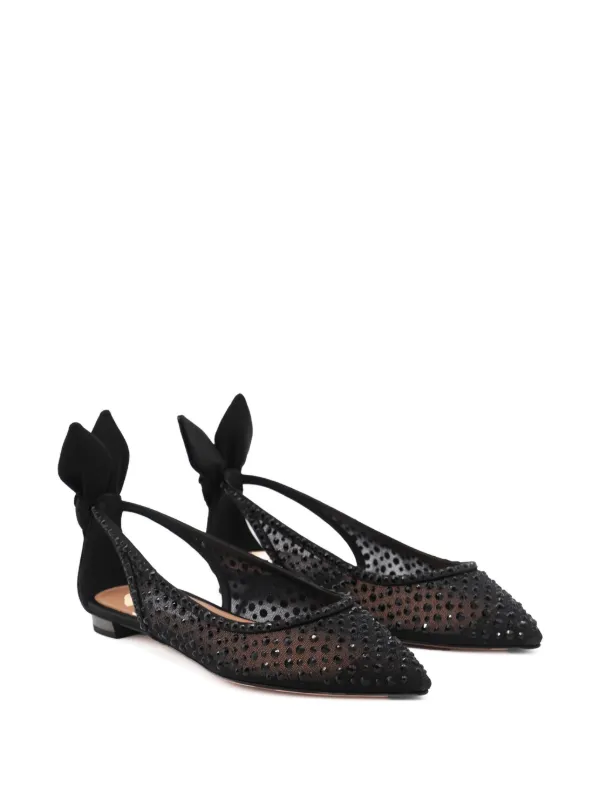 フラットシューズ Aquazzura BOW TIE NET BALLETS Bow Tie Ballet BLACK Aquazzura@ Official