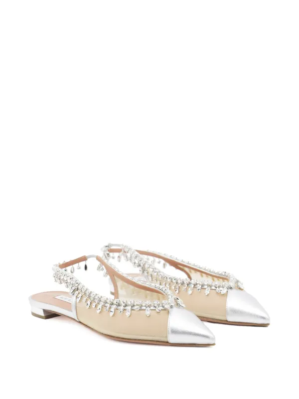 フラットシューズ AQUAZZURA Woman Ballet flats Silver TEMFLAA0NWT CCC Aquazzura Temptation Ballet Flats | Silver | FARFETCH