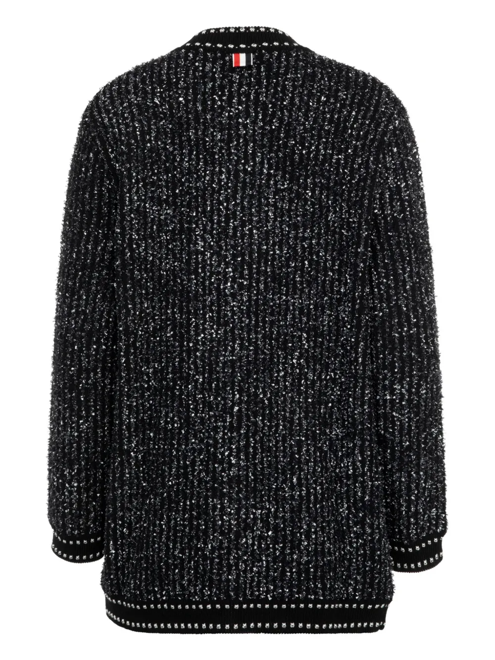 Thom Browne Opengebreid vest met tweed detail - Zwart