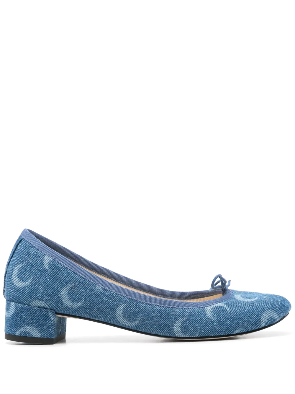 Marine Serre x Camille Repetto 30mm Moon-print pumps Blue