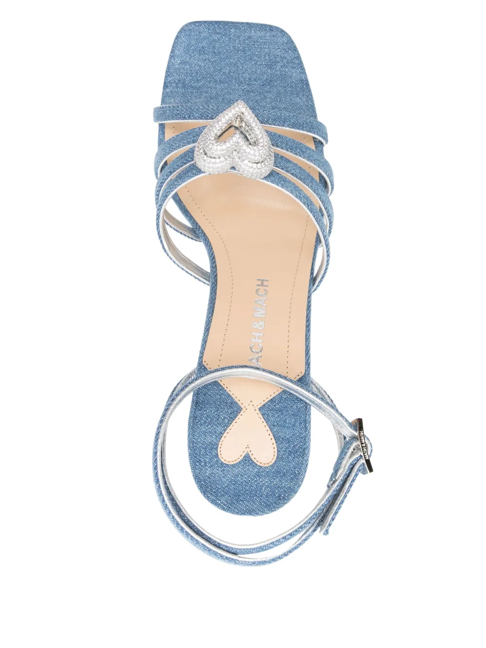 MACH & MACH 125mm heart-appliqué sandals Blue