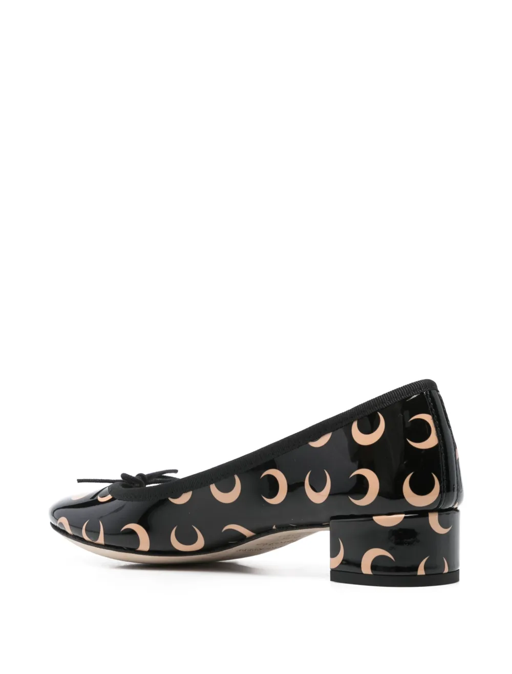 Marine Serre 'camille X Repetto' Black Ballerinas With All-over Logo Motif And Wide Heel In Leather Woman In Black