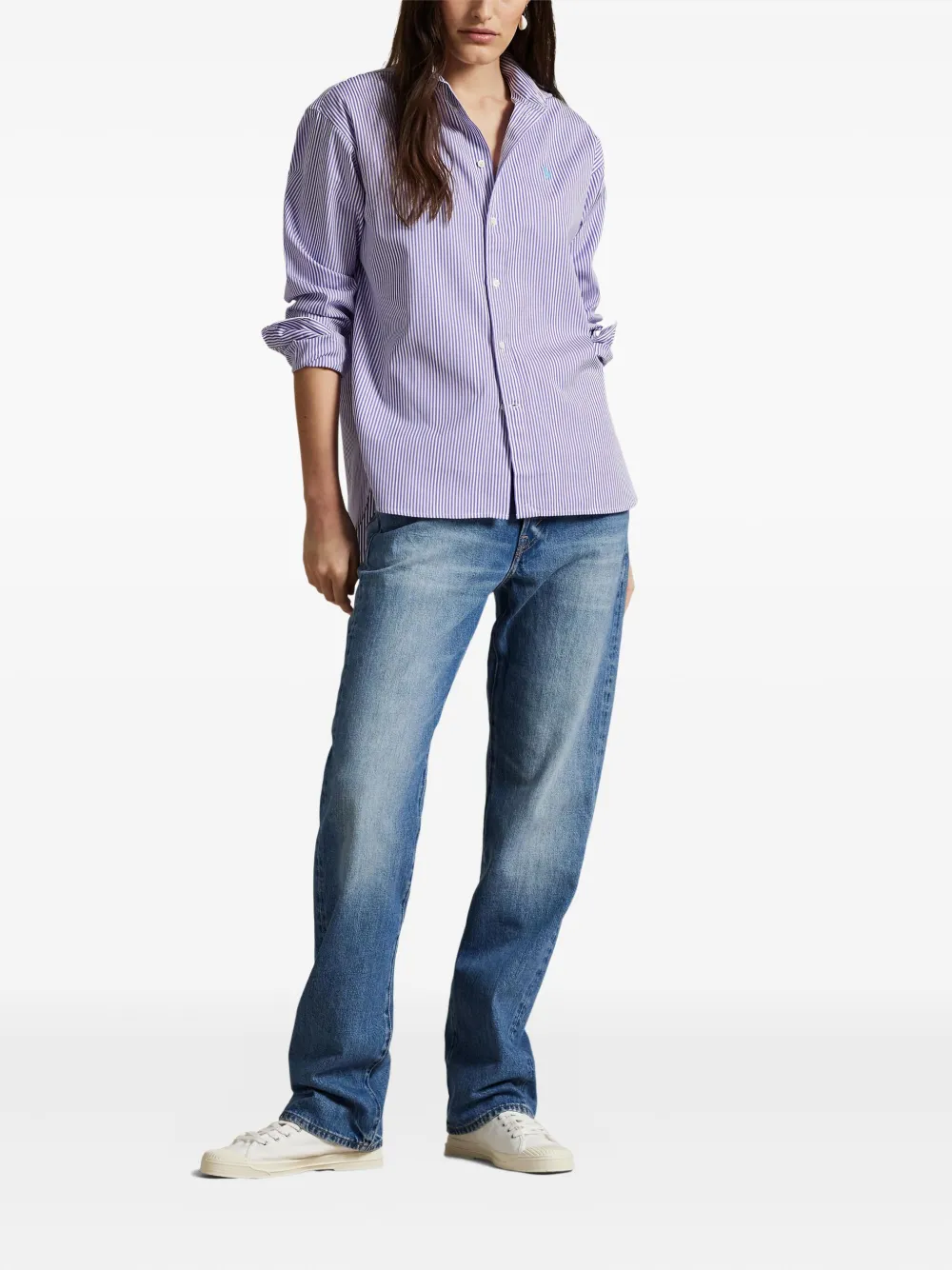 Polo Ralph Lauren striped long-sleeve shirt Blauw
