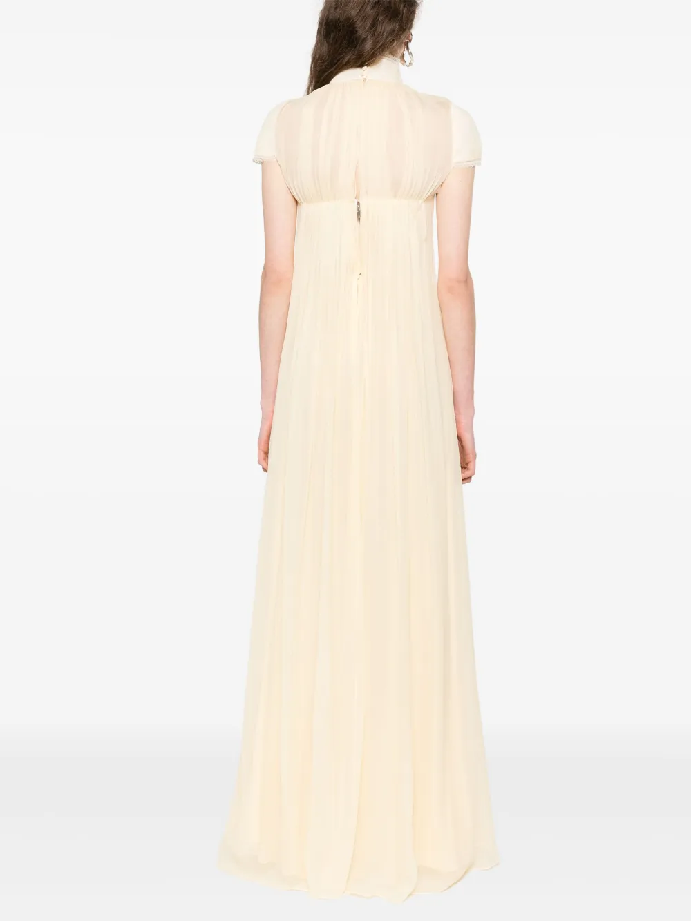 Alexander McQueen Chiffon maxi-jurk met plooien Geel