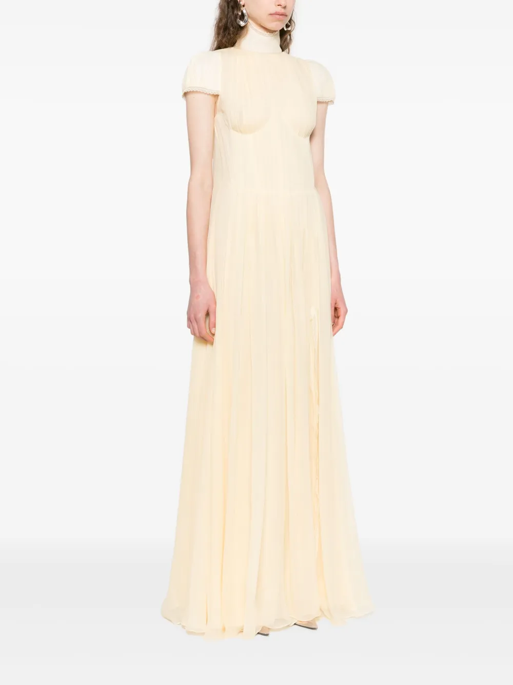 Alexander McQueen Chiffon maxi-jurk met plooien Geel