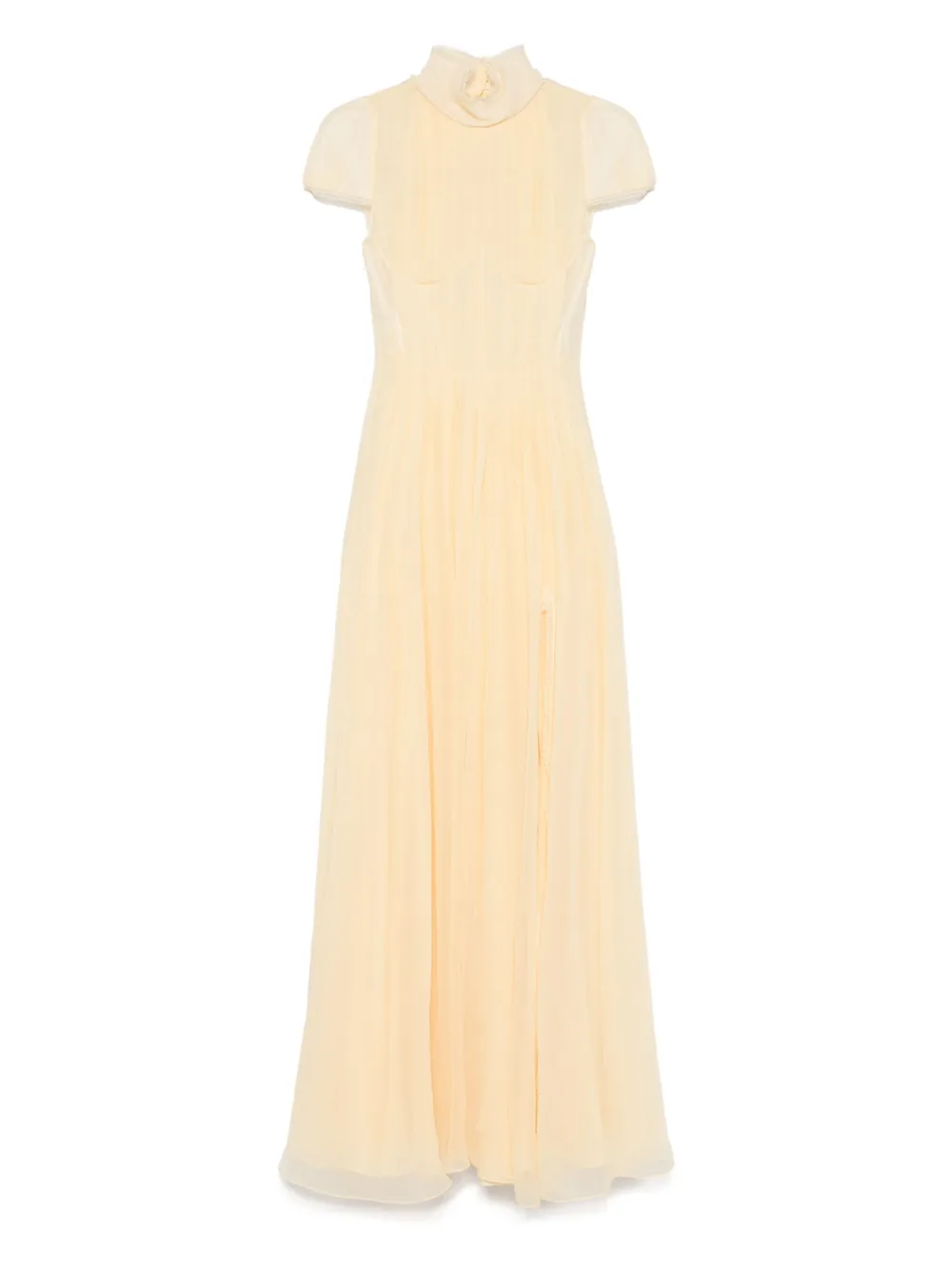 Alexander McQueen Chiffon maxi-jurk met plooien Geel