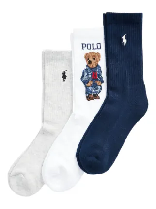 Polo Ralph Lauren Polo Bear-motif Socks (pack Of three) | Blue