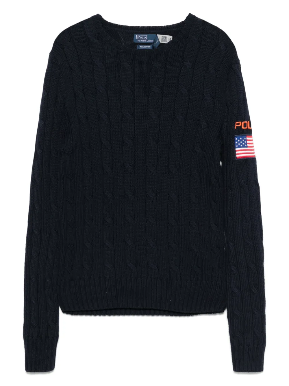 Polo Ralph Lauren Kabelgebreide trui met vlagpatch Blauw