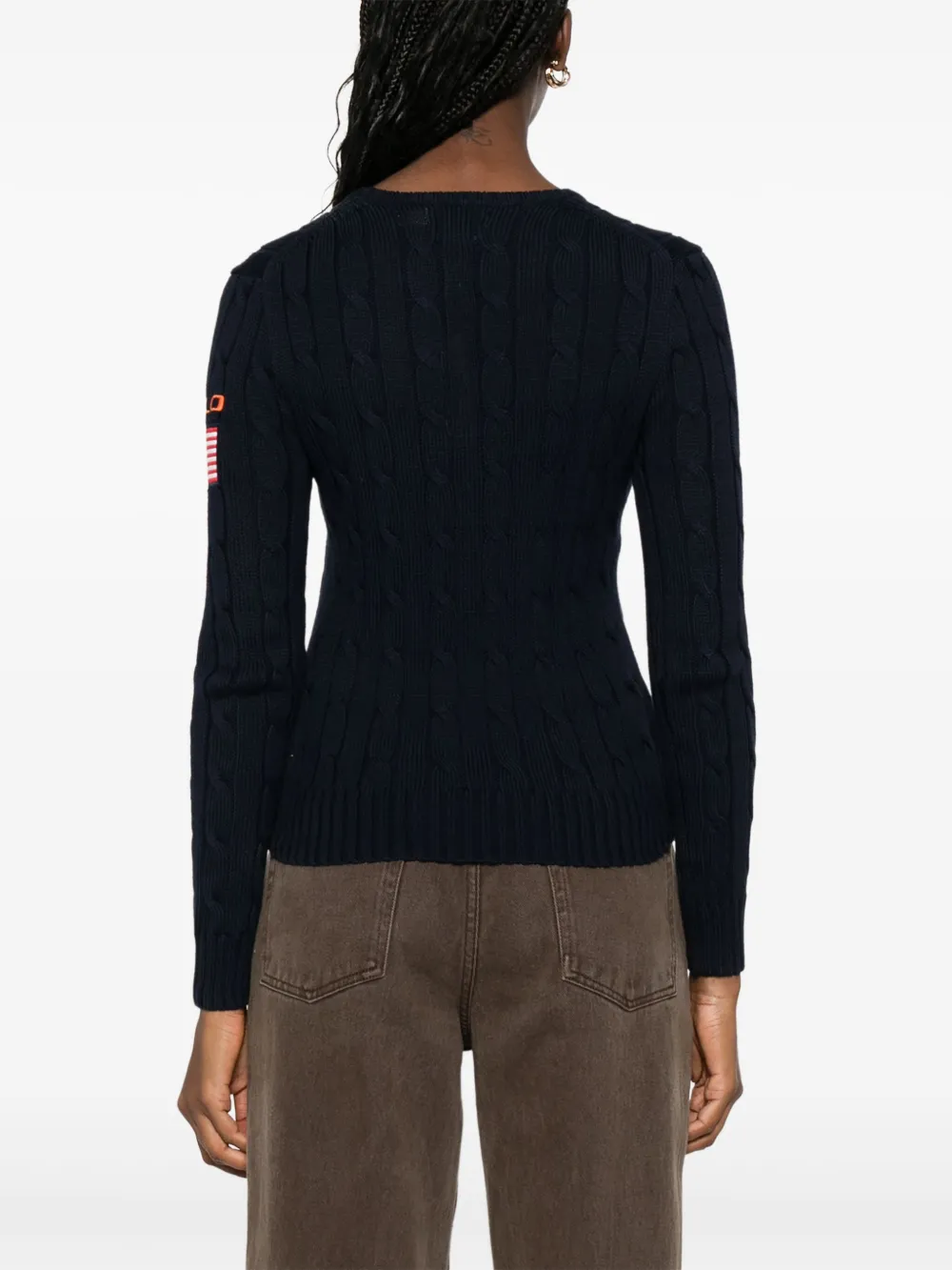 Polo Ralph Lauren Kabelgebreide trui met vlagpatch Blauw