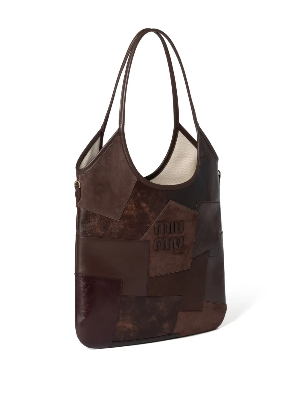 Miu Ivy leren shopper Bruin