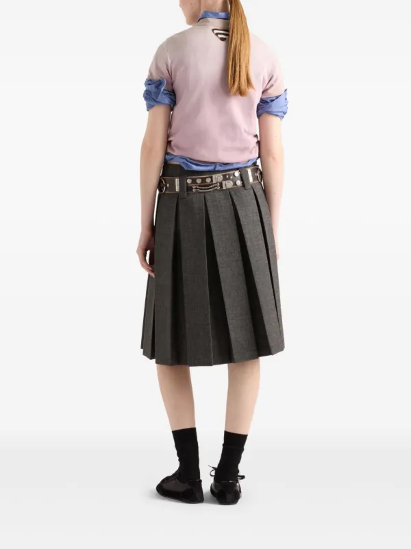 Tシャツ・カットソー PRADA Embroidered Piquet Skirt Prada logo-print T-shirt | Purple | FARFETCH