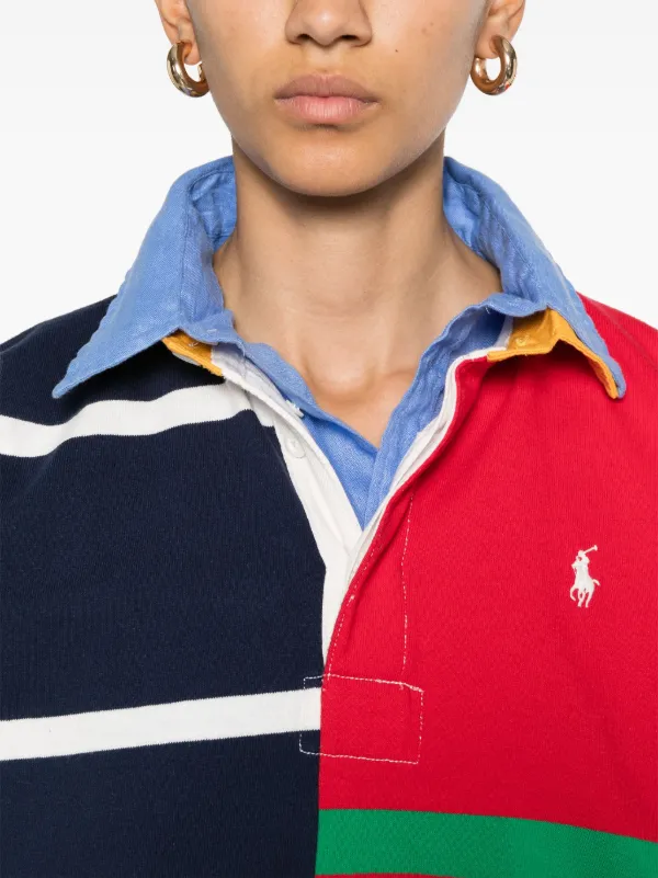 Polo Ralph Lauren patchwork-stripe Jersey Polo Top | Red