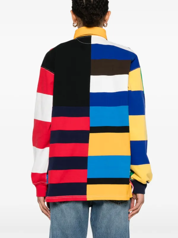 Polo Ralph Lauren パッチワークストライプ ポロシャツ | レッド