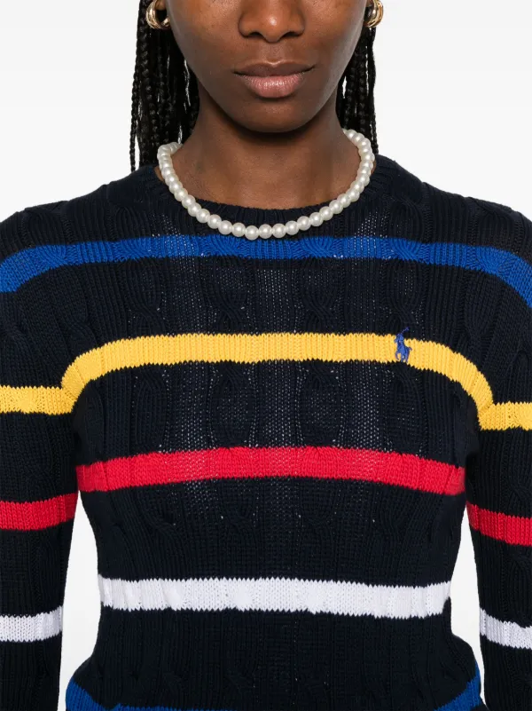 Polo Ralph Lauren ストライプ ケーブルニット セーター | ブルー 