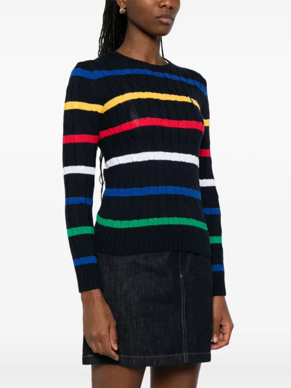 Polo Ralph Lauren ストライプ ケーブルニット セーター | ブルー 