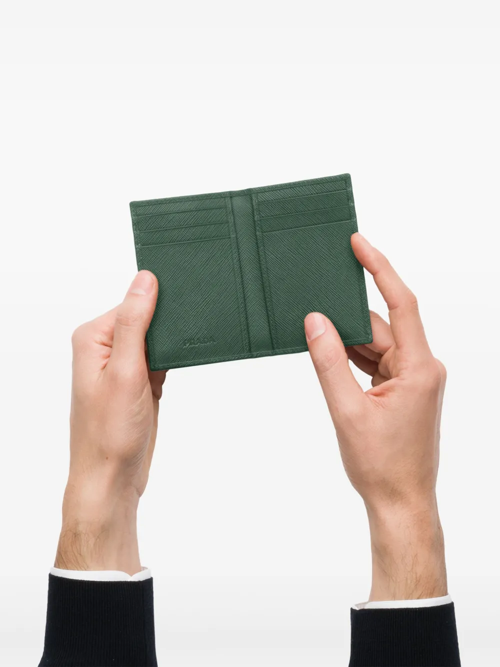 Prada Triangle Logo Cardholder In Green