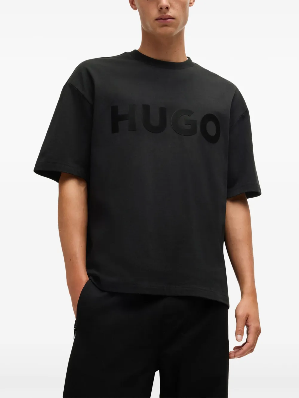 HUGO T-shirt met logoprint Zwart