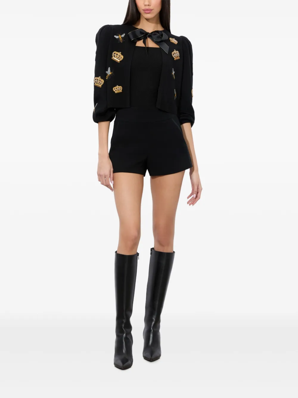 alice + olivia bow-tie cardigan - Zwart