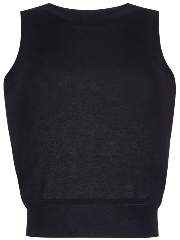 Adam Lippes Shell Fine-knit Top in Black