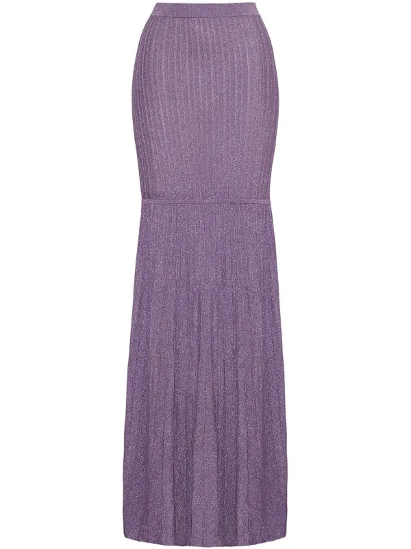 Adam Lippes Knitted Maxi Skirt in Purple