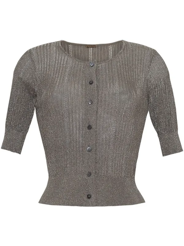 Adam Lippes Metallic Cardigan in Grey
