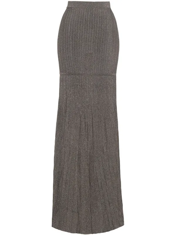 Adam Lippes Knitted Maxi Skirt in Grey
