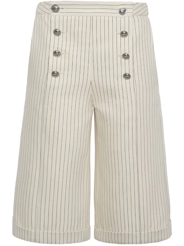Adam Lippes Pinstripe Twill Shorts in Neutrals